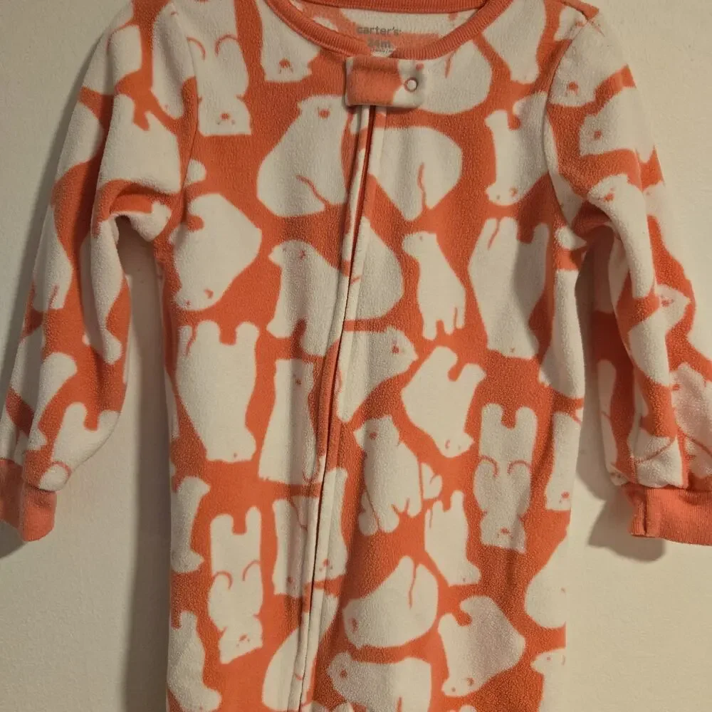 Carters Bundle Unicorn/Polar Bear/Apple Fleece‎ Footed Pj's 24m